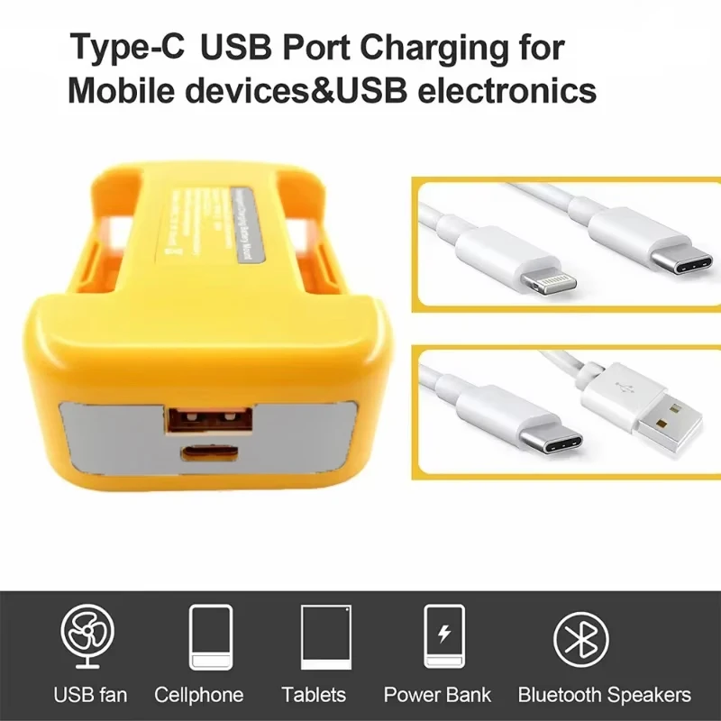 Upgraded USB Charger Adapter For Makita For Dewaltt For Milwaukee，18V Li-ion with/without USB Type-C Battery Holder Fast Chargin
