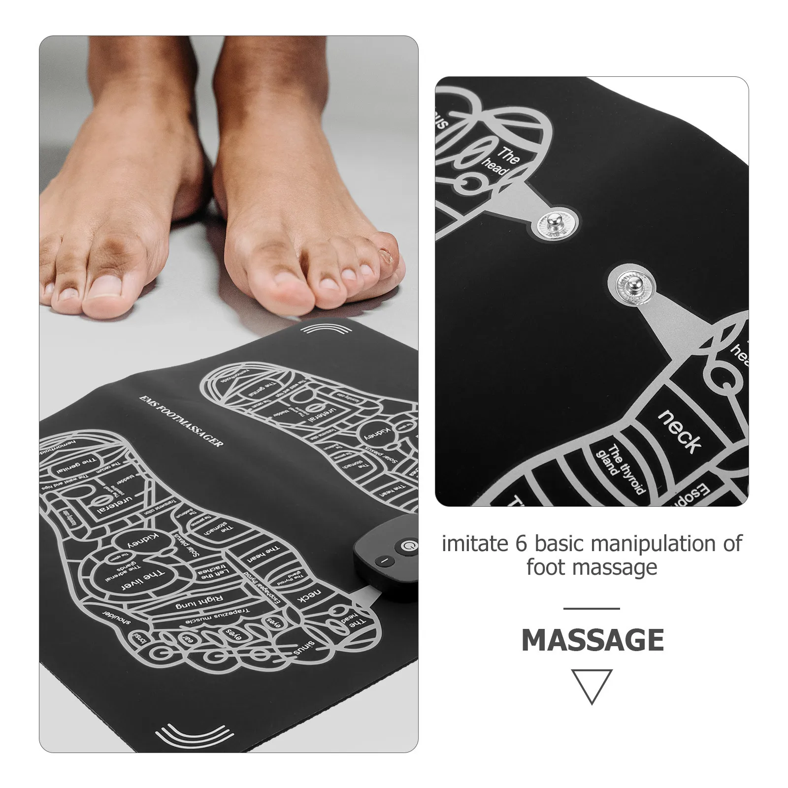 Cuscino per massaggio ai piedi Ricarica USB Massaggiatore elettrico per piedi 6 Manipolazioni di base 15 livelli di intensità Allevia il dolore muscolare