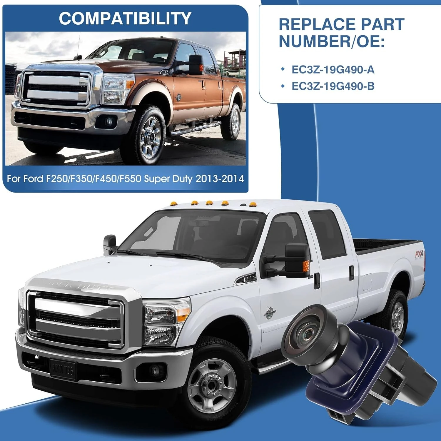 

170 ° Камера заднего вида для Ford F250 F350 F450 F550 Super Duty 2013-2014 EC3Z-19G490-A, камера помощи при парковке и движении задним ходом
