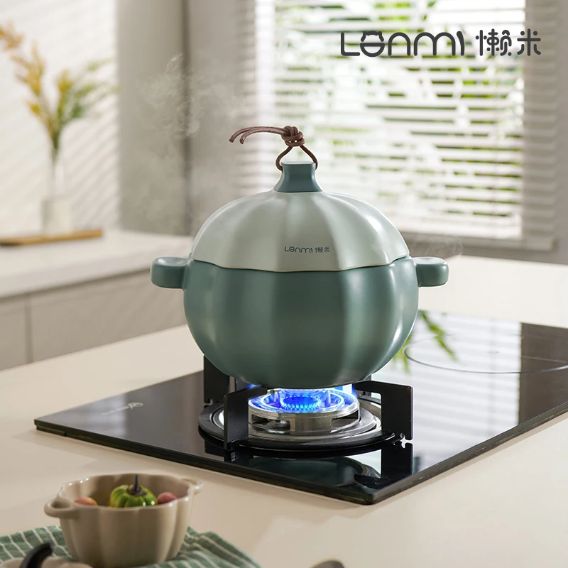 

LANMI 3.5L Casserole Pumpkin Shape Stewing Pot Ceramic Lid High Temperature Non Cracking Soup Pot Kitchen Cooking Pan in Stock