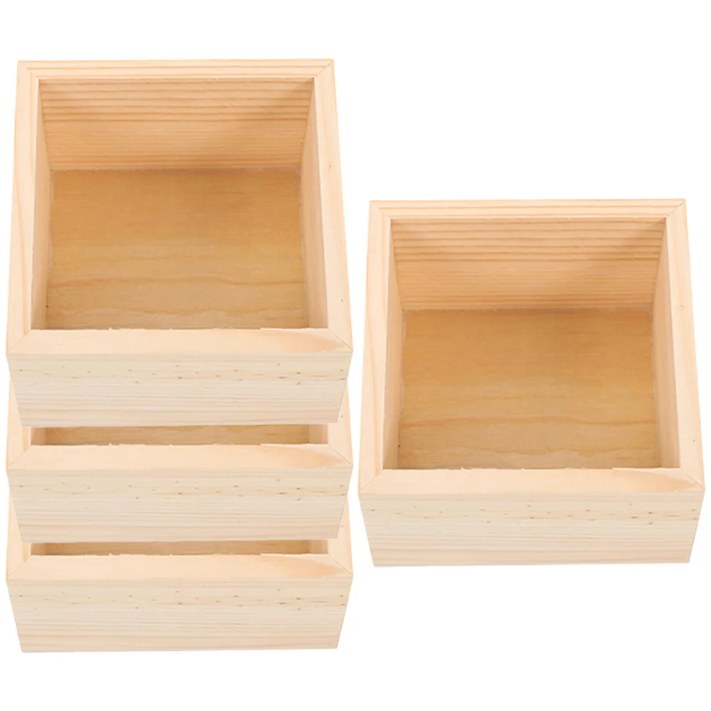 

4 Pcs Handicraft Wooden Box Storage Organizer Boxes for Crafts Gift Small Crates Decorative Unfinished Centerpieces