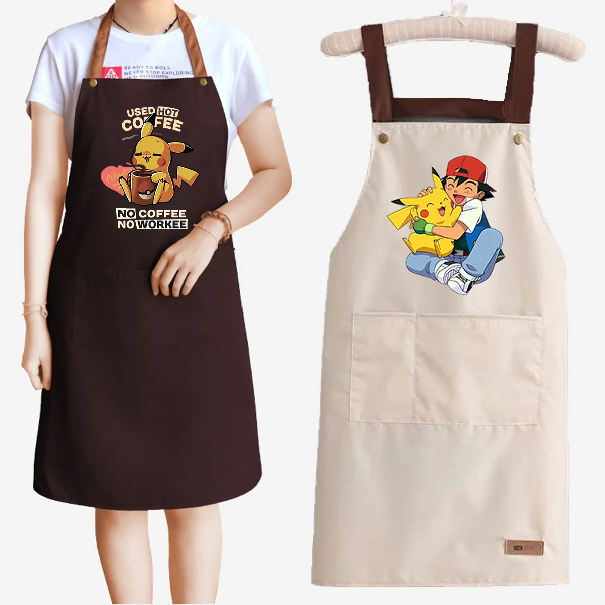 Tablier de cuisine Pokemons pour femmes et hommes, imperméable, imprimé Anime, accessoires de cuisine et de Restaurant, tabliers Anti-salissure pour la maison