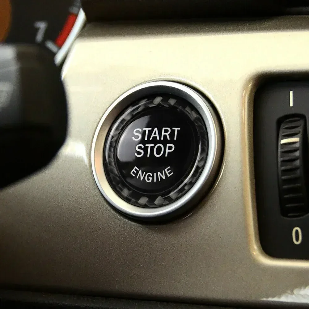 

For BMW E90 E92 E93 Car Engine Start Stop Button Switch Ring Trim Switch Button Black Carbon Fiber Decals Interior Accessories