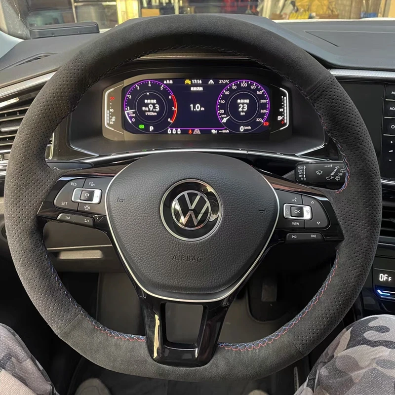 Custom Steering Wheel Cover Suede 100% Fit For Volkswagen VW Golf 7 Mk7 Nieuwe Polo jetta Passat B8 Auto Interior Accessories