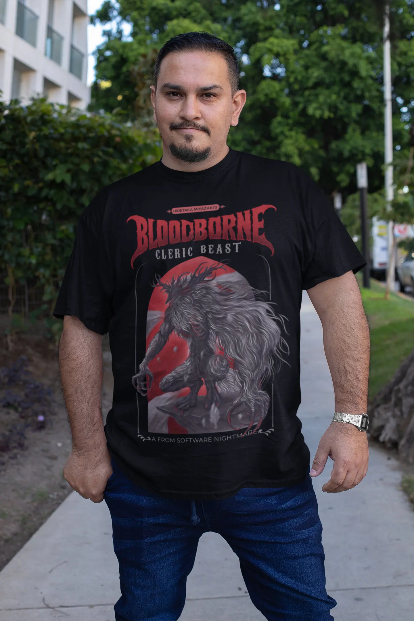 Bloodborne Cleric Beast Vintage Poster Graphic T-Shirt Cotton Men Women Streetwear Tee