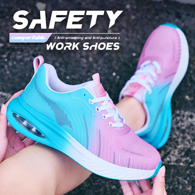 LEIANDUN Women's Safety Shoes, Ultra Light Cushioning Soft Sole Breathable Work Shoes, Anti Smashing And Anti Piercing