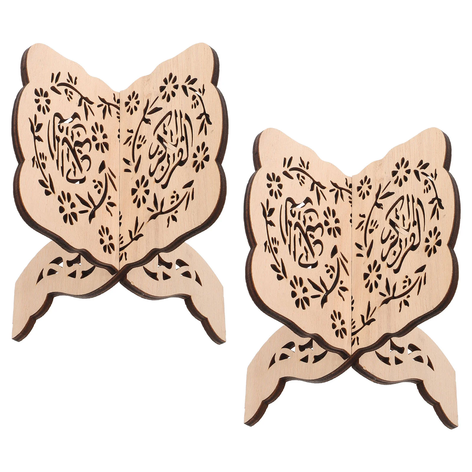 

2 Pcs Desk Bookshelf Wooden Quran Classics Stand Temple Holder Display Vintage Prayer