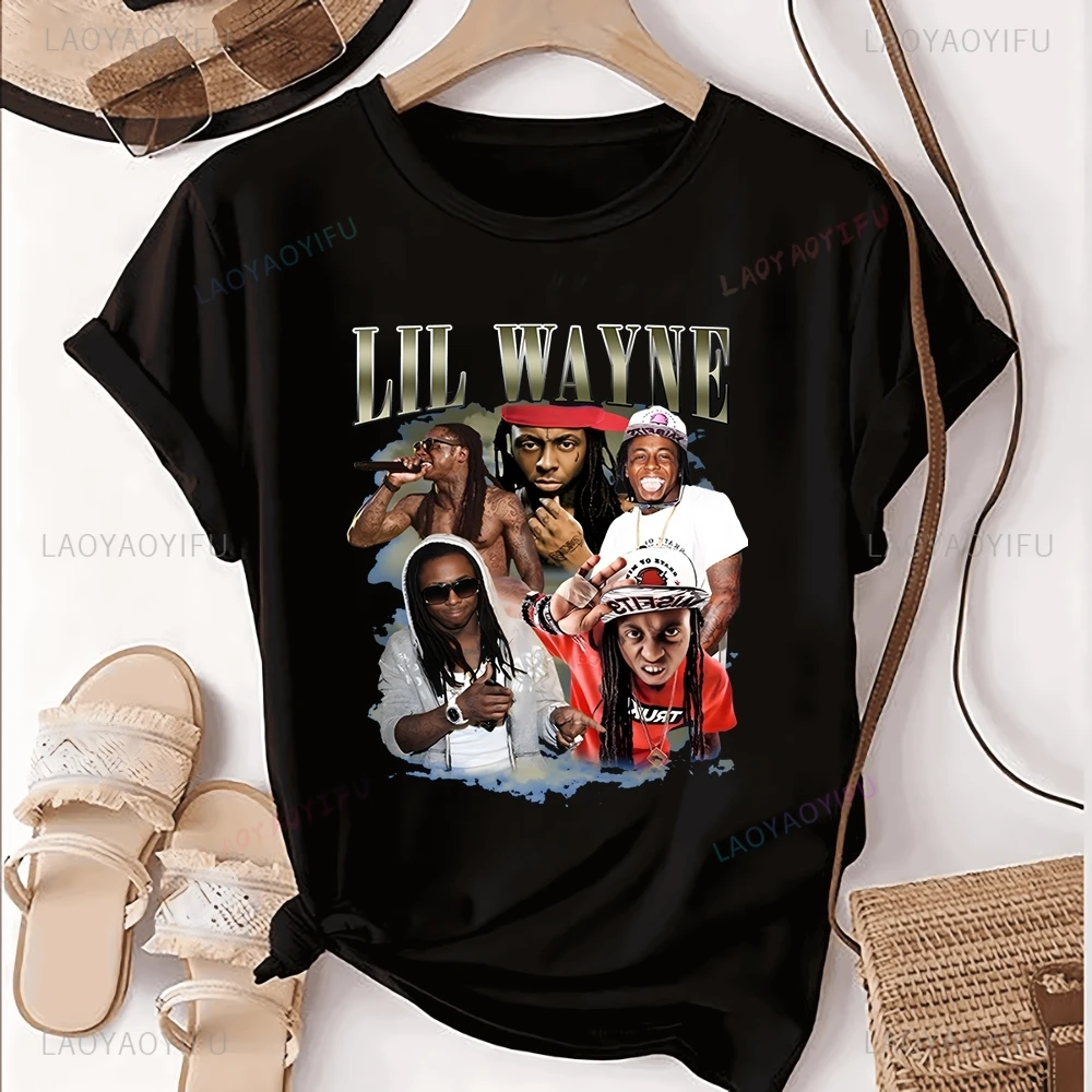 Streetwear LIL WAYN Rapper Loose Short Sleeve T-shirt LIL WAYN Neutral Trend Harajuku Unisex Shirt Graphic Oversized T-shirt