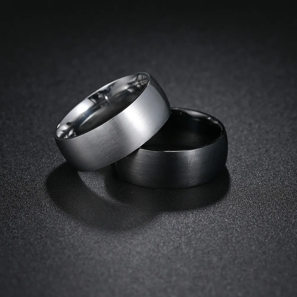 Men Stainless Steel Rings Black Solid Simple Vintage Rings for Men Wedding Bands Christmas Party Jewelry