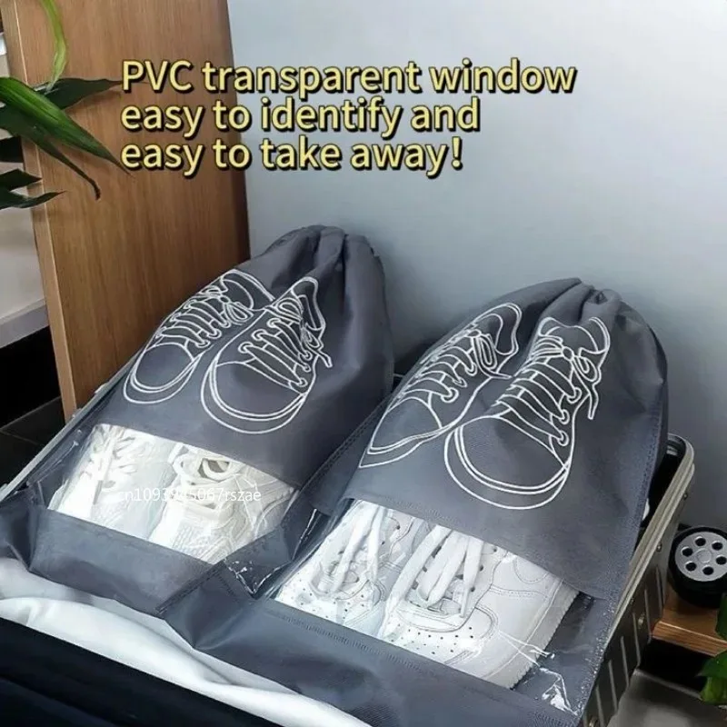 1-30pc Travel Reusable Shoes Storage Organizer Bags Travel Portable Closet Bag Waterproof Pocket Clothing Tranparent Hanging Bag view 3