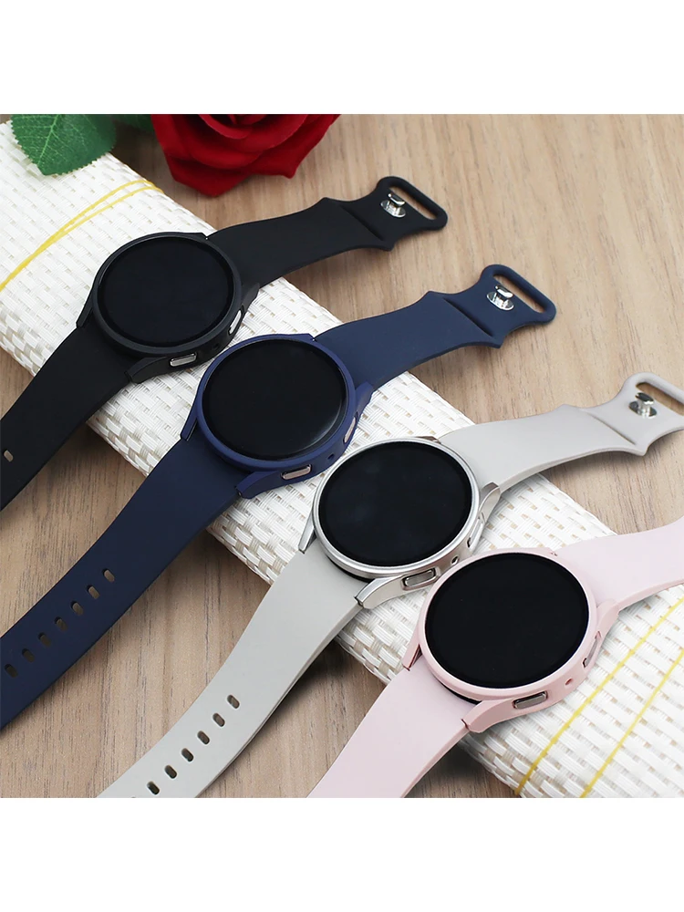PC-Uhrengehäuse + gehärtetes Glas für Samsung Galaxy Watch7/6/5/4 40/44 mm, vollständige Stoßfänger-Schutzhülle, Galaxy Watch-Zubehör