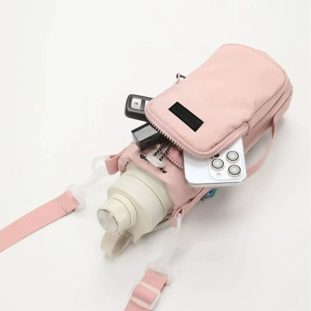 Uni Water Bottle Holder with Strap, Insulation Water Bottle Carrier Bag with Phone Pocket, Water Bottle Sling Bag Crossbody