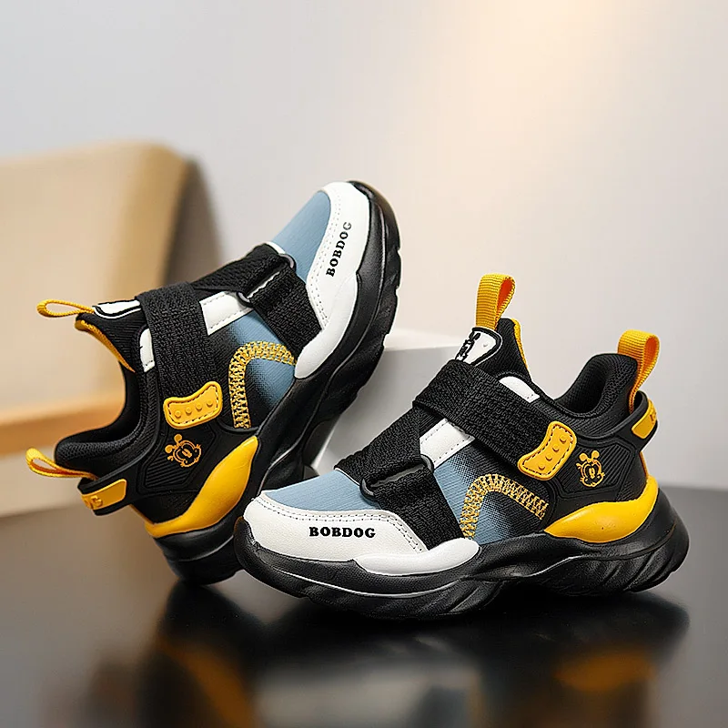 Children‘s Running Shoes Outdoor Non-slip Waterproof Sneakers Boys Girls Breathable PU Flat Sport Shoes Walking Athletic Shoes