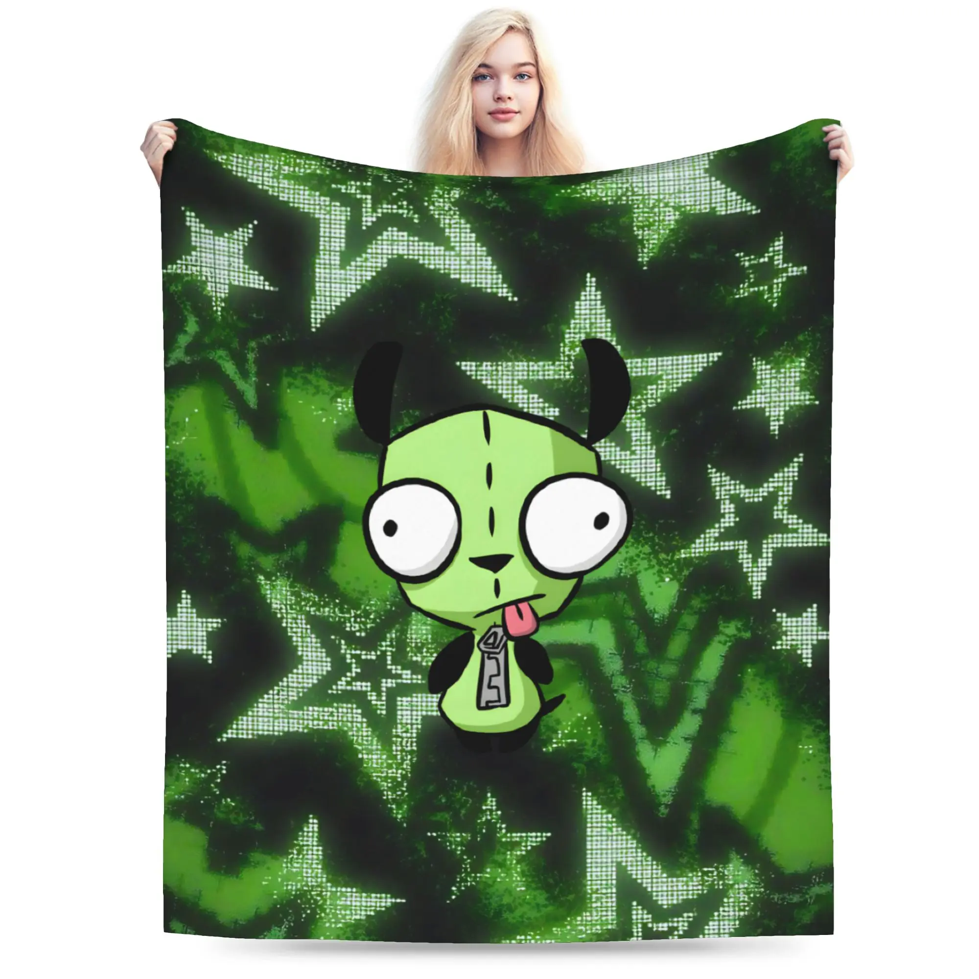 Invaders Zim Cartoon Blankets Flannel Autumn/Winter Multi-function Super Soft Throw Blanket for Bedding Outdoor Rug Piece