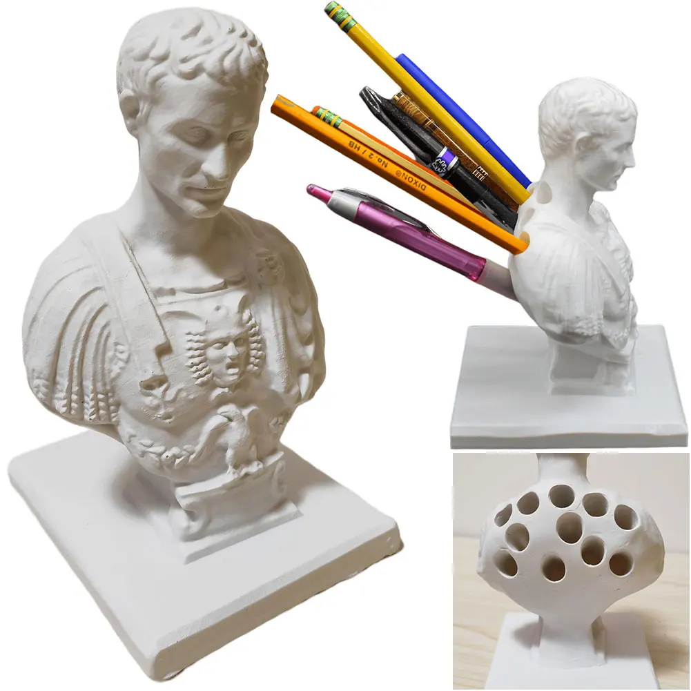 Julius Caesar Standbeeld Penhouder Creatieve Desktop Penhouder Decoratieve Pen- en Potloodhouder Potloodcontainer voor Leraren Cadeau