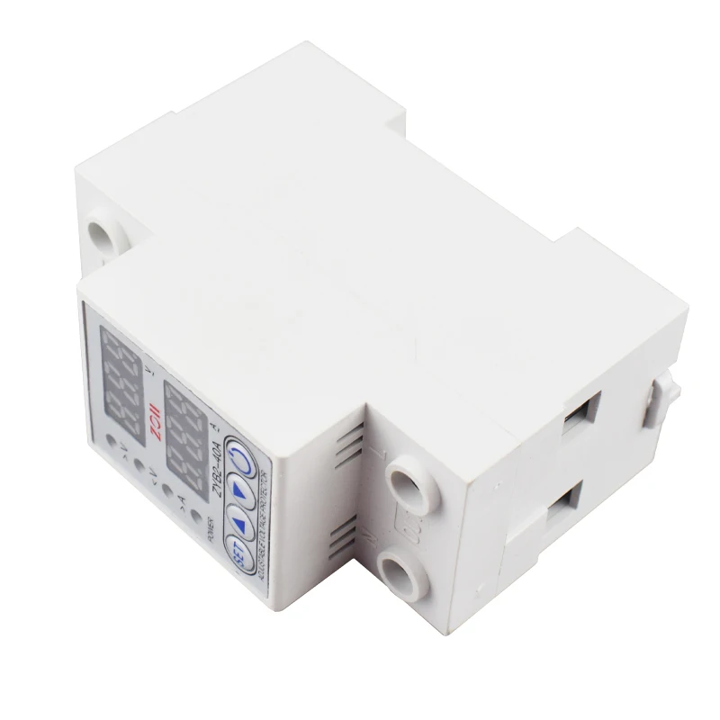 40A 63A 230V Adjustable Over Voltage Under Voltage Reclosing Protector Relay Limit Over Current Protection Dual Digital Display