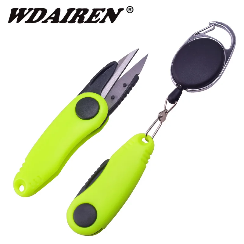 WDAIREN Quick Knot Tool Shrimp Shape Fold Fishing Scissors Telescopic Rope Kit Fishing Line Cutter Clipper Nipper Fishing Tackle