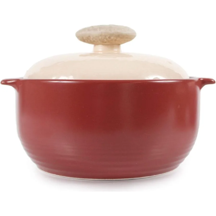 

Kiesel 2qt NonStick Ceramic Casserole Pot Dutch Oven for Stew Soup and Steam Cooking Clay Pot Design with ScratchResistant Coat