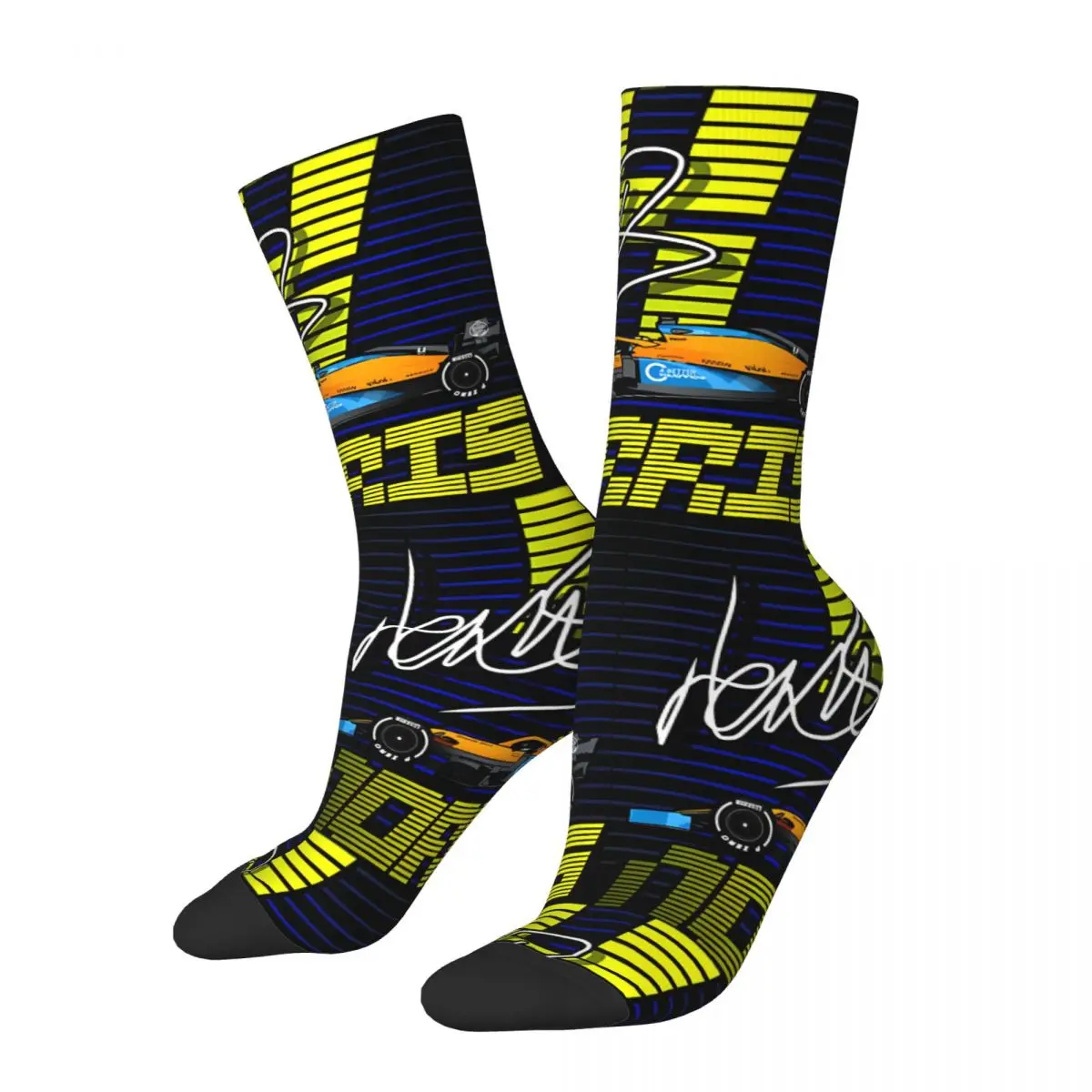 Funny Crazy Sock for Men Tremendous Hip Hop Harajuku Lando Norris 4 Happy Quality Pattern Printed Boys Crew compression Sock