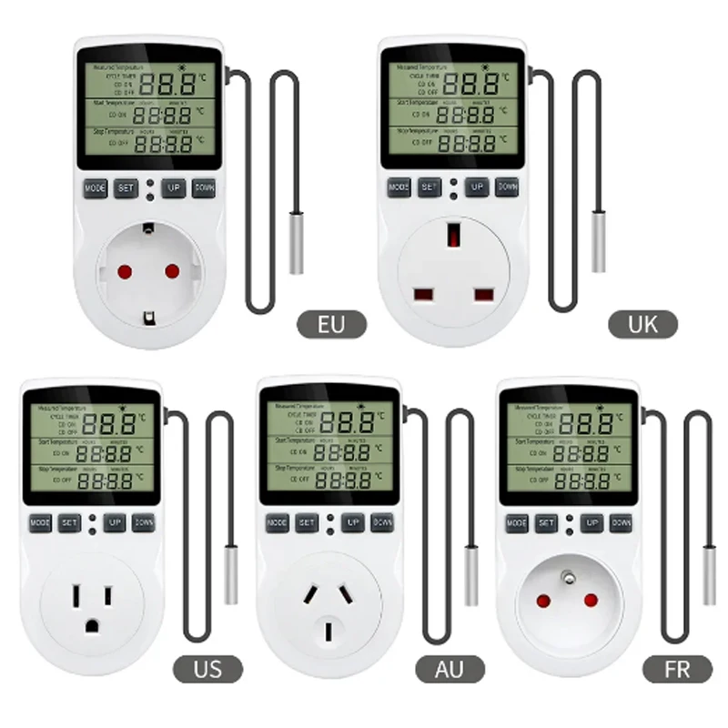 Timer Socket Digital Thermostat 220v Temperature Controller Socket Outlet With Timer Switch Cooling Heating Temperature Sensor