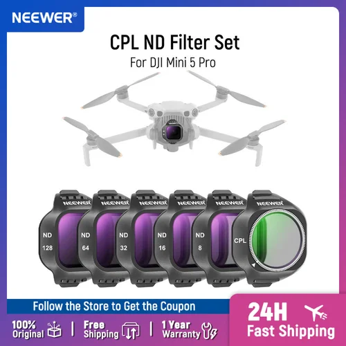 Imagen 1 del producto NEEWER Juego de filtros CPL ND para DJI Mini 5 Pro (CPL/ND8-ND128), filtro de lente de densidad neutra polarizador Circular a presión