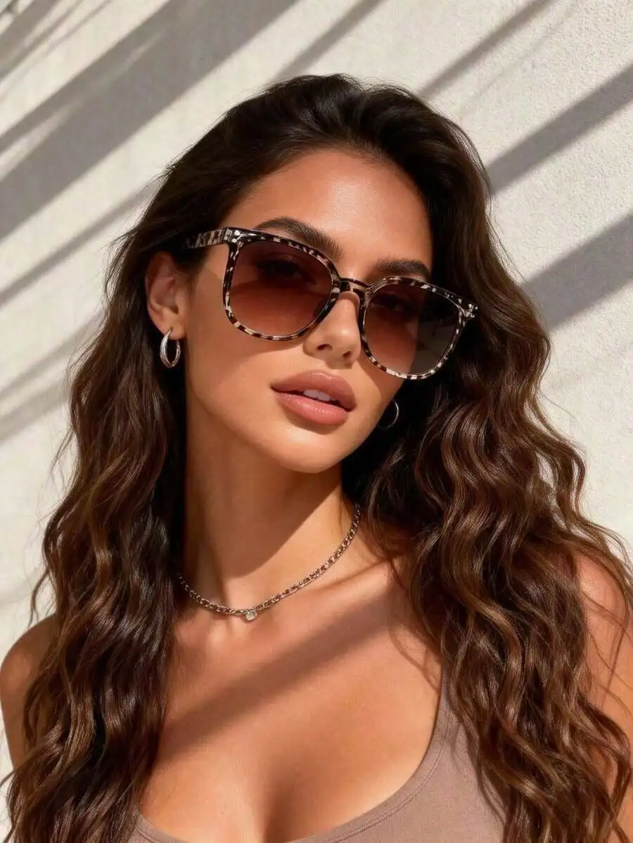 

3pcs Plastic Square Full Frame Multi-Color Inlaid Nail Polish Tinted Retro Bohemian Decorative Portable Ins Style Fashion Eyeglasses, Suitable Women Summer Beach Holiday Costume