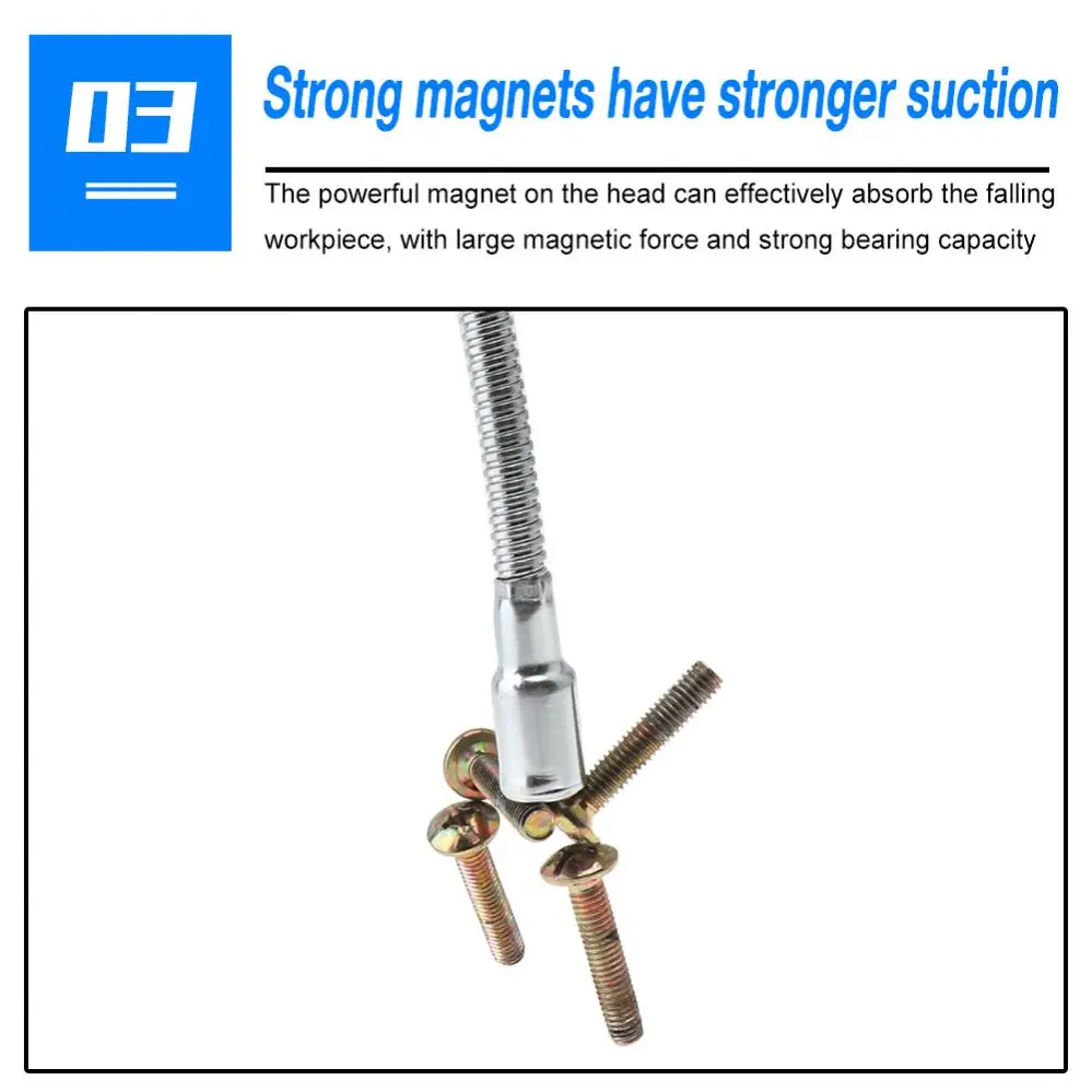 Strumento di prelievo magnetico telescopico magnete a molla flessibile Grab Grabber Pickup Fingers Prong per l'estensione del braccio di raccolta della spazzatura