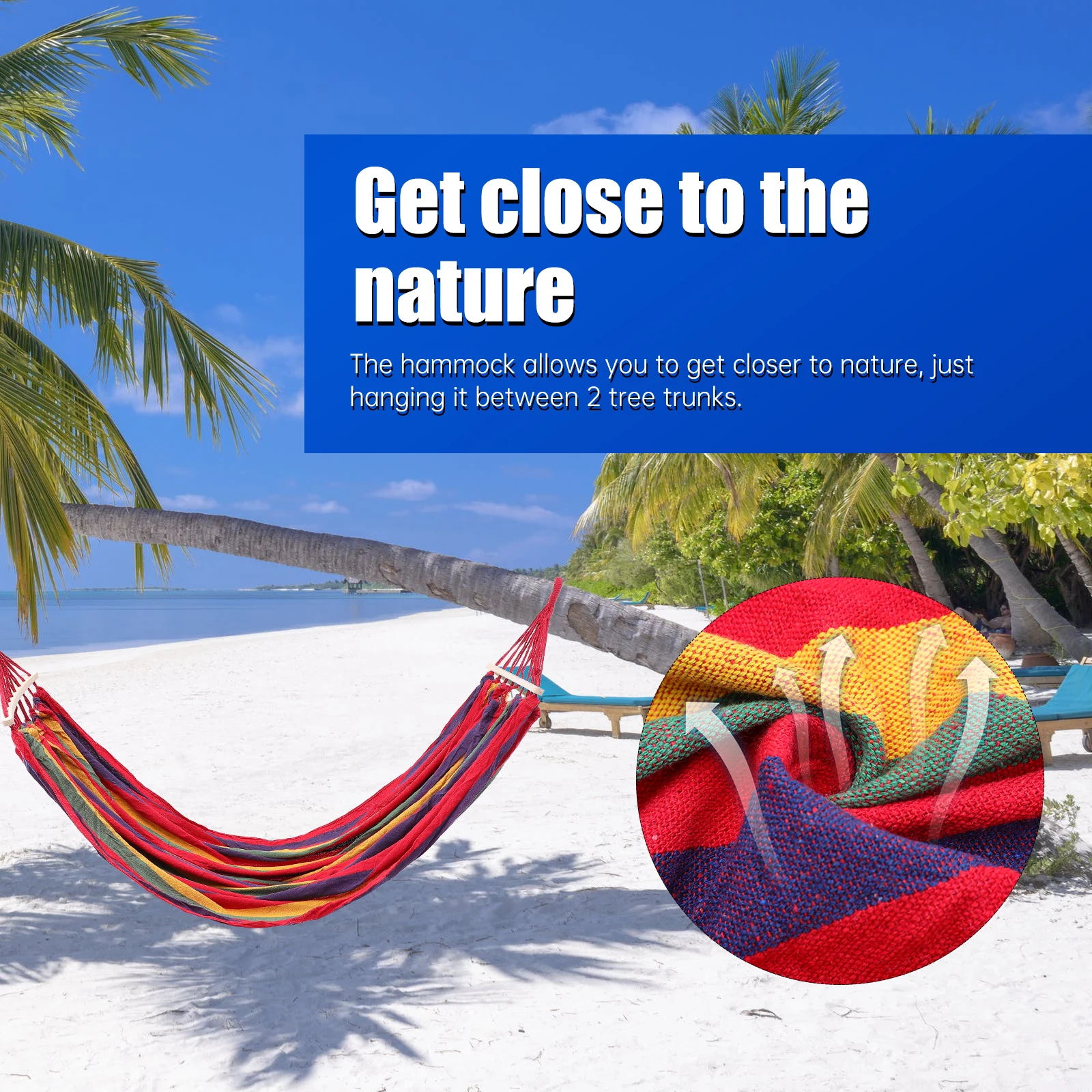 

Portable Outdoor Hammock 190x150cm Striped Canvas Single Camping Travel Swing Garden Balcony Lightweight Durable