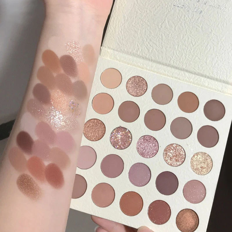 

25 Colors Creamy Eyeshadow Palette Cement Gray Smoky Makeup Earth Color Pearl Matte Glossy