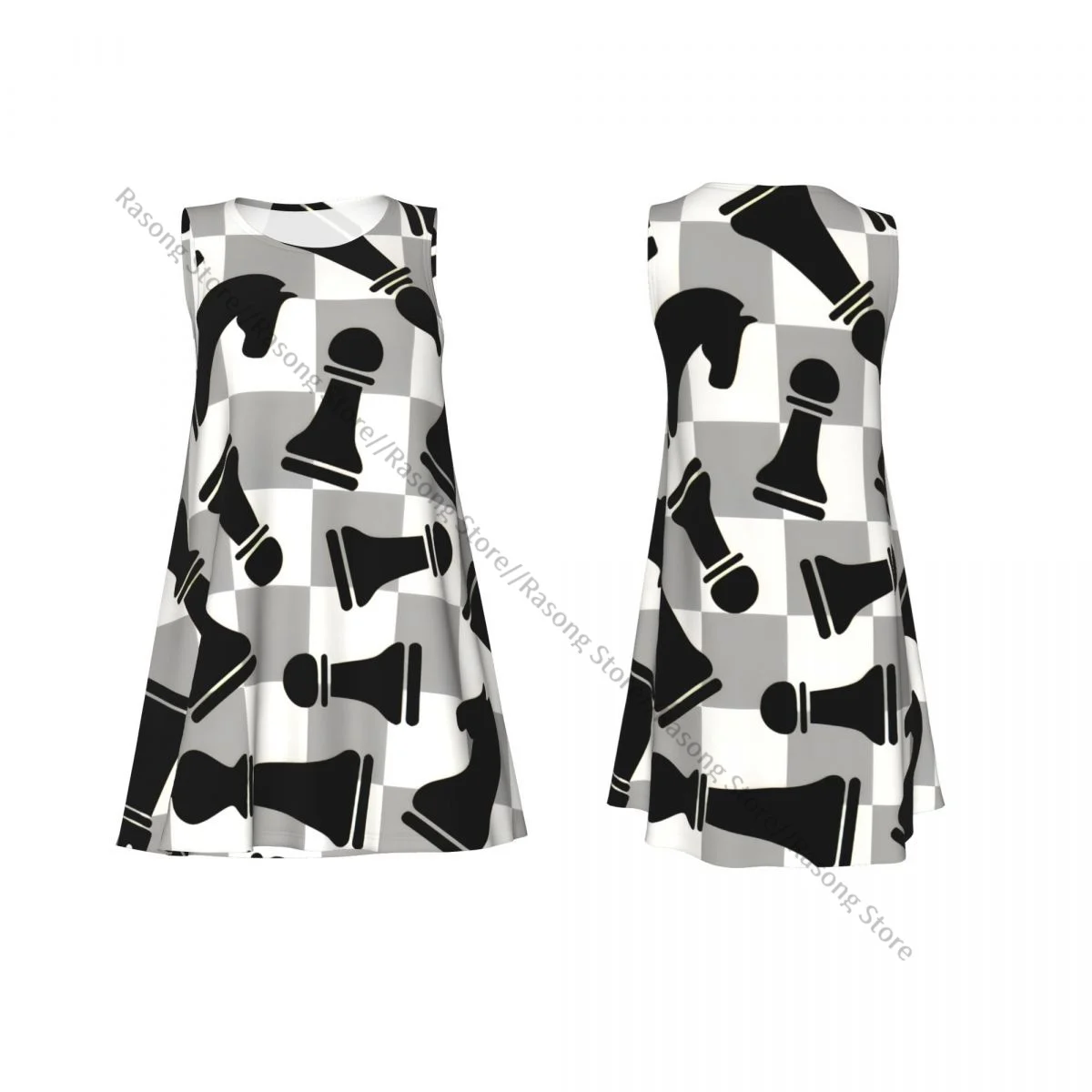 Abito da donna T-shirt casual estiva Abiti da spiaggia Coprispalle con figure di scacchi