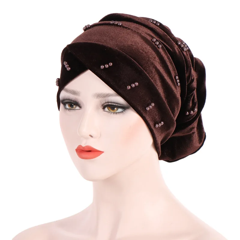 

Winter Autumn Women Muslim hijabs Turban Solid Color Beanie Hat Chemo Headwear Elastic Head Wrap Cap