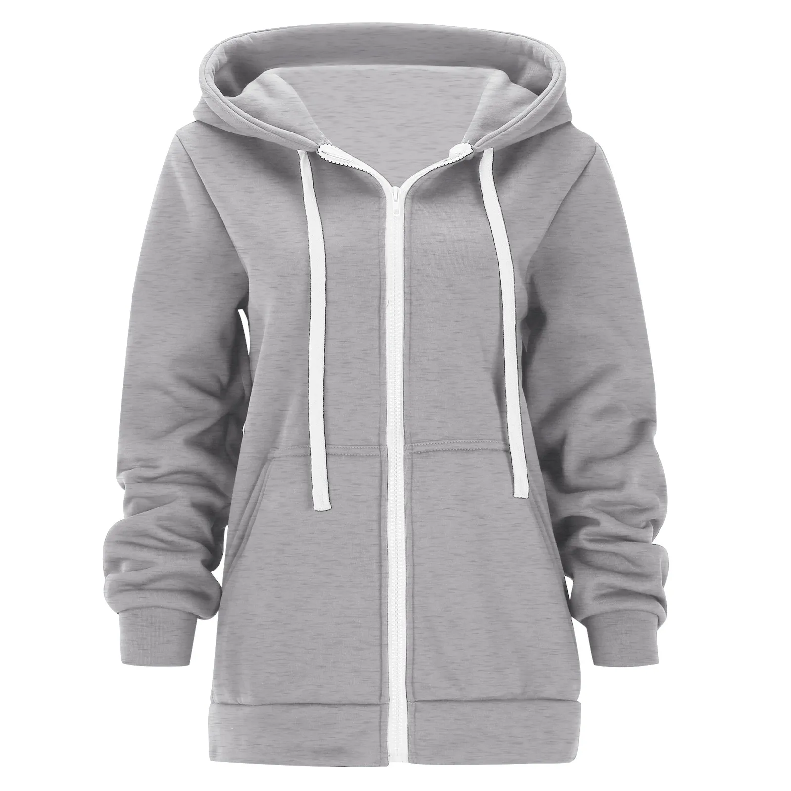 

Women Basic Hoodie Jacket Oversize Sports Long Sleeve Hooded Sweatshirt Casual Loose Sports Fitness Outerwear Female Coat