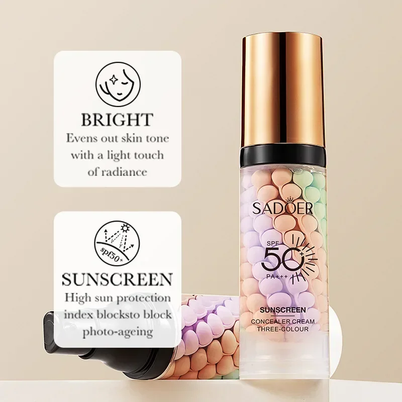 3color Sunscreen Isolation Cream 40ml Face Primer Makeup Moisturizing Cream Invisible Pores Facial Brighten Correcting Cosmetics