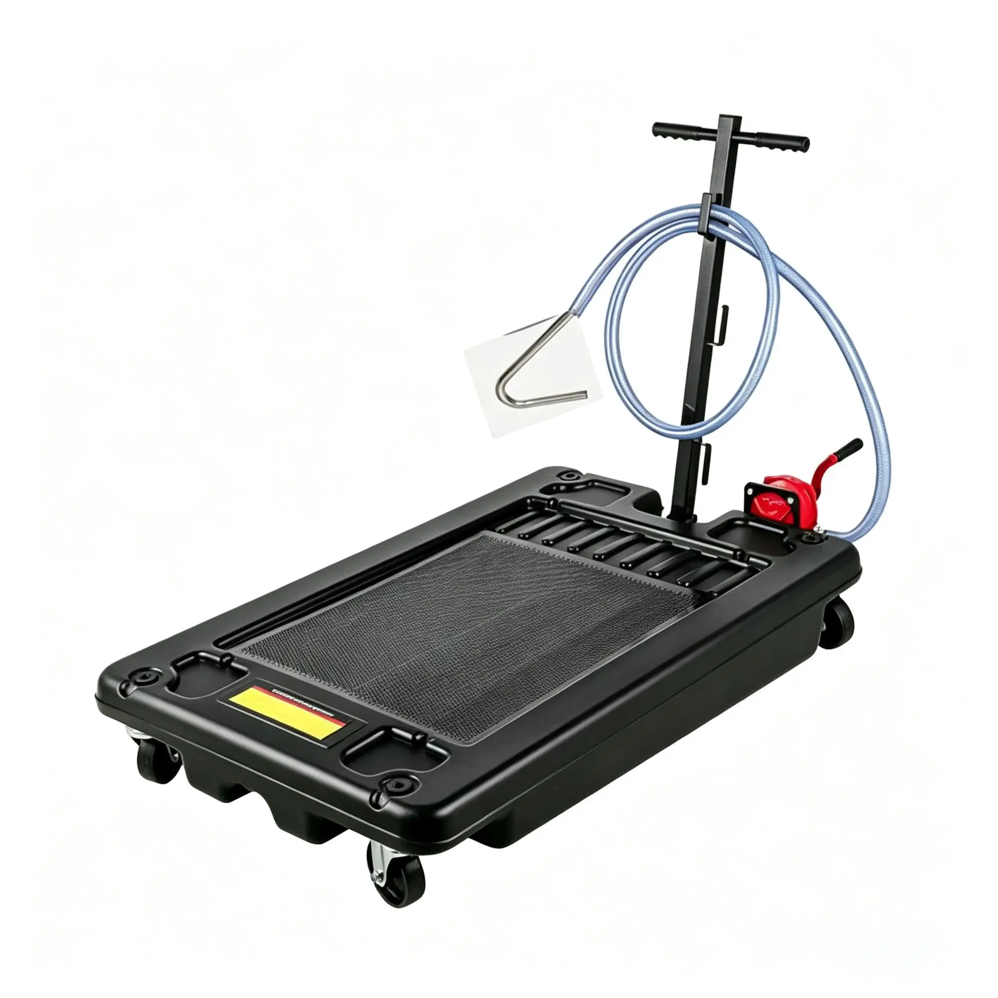 Oil Drain Pan 15 Gallon Oil Drain Tank,57L Low Profile Oil Drain Pan,Oil Catch Pans for Changing Oil,Foldable Hand, with Pump, Hose, Swivel Casters for Car, SUV, Trucks Oil Draining Red