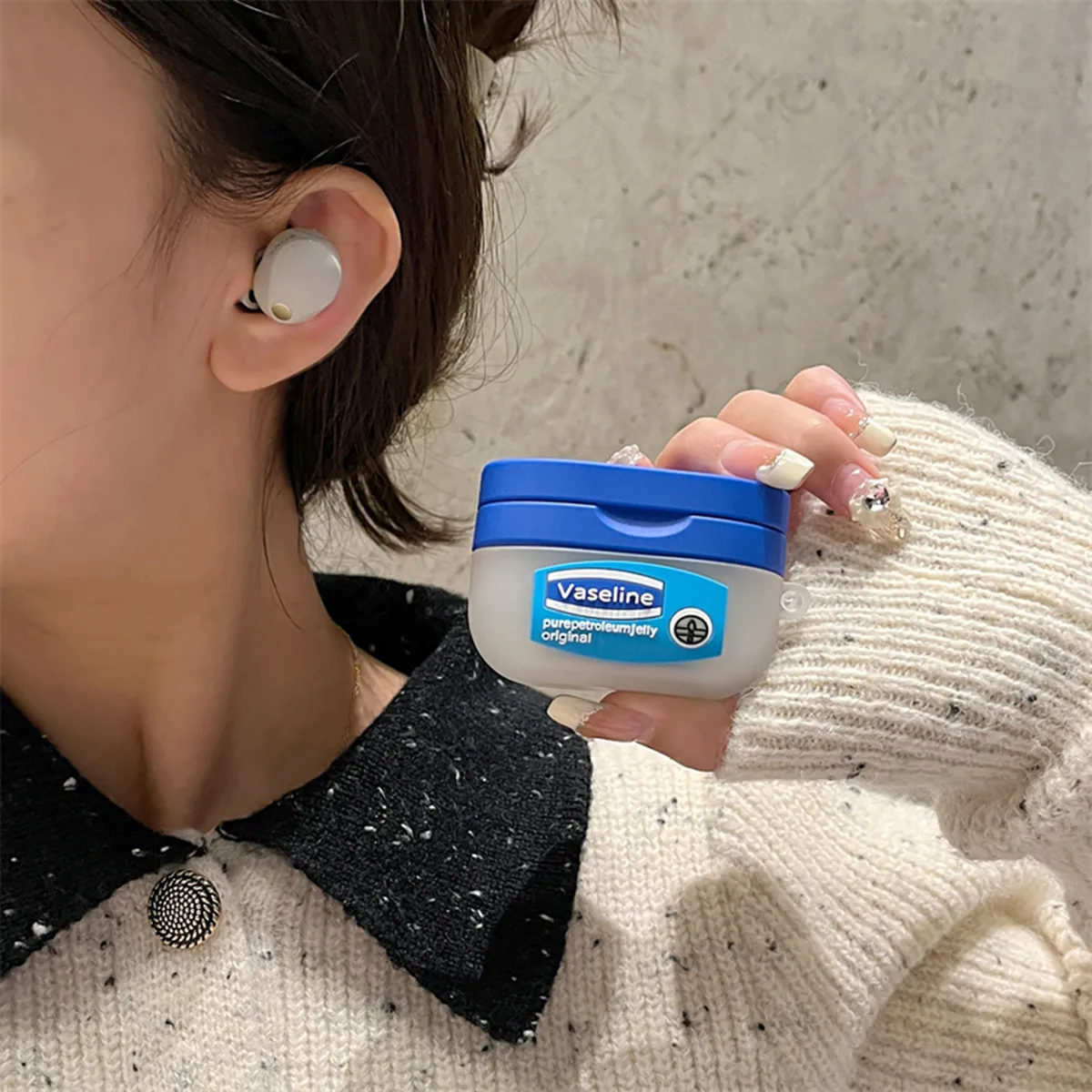 Earphone Case for Sony WF-1000XM5/WF-1000XM4,Cute Cartoon Creative vaseline Soft Silicone Sony Protective Cover with Keychain