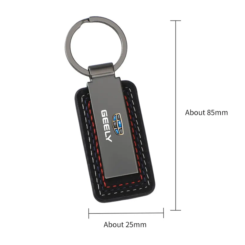 Premium Metal Leather Keychain for Geely, Luxury Car Key Ring Holder, Durable Auto Key Chain Accessory Gift for Men 6
