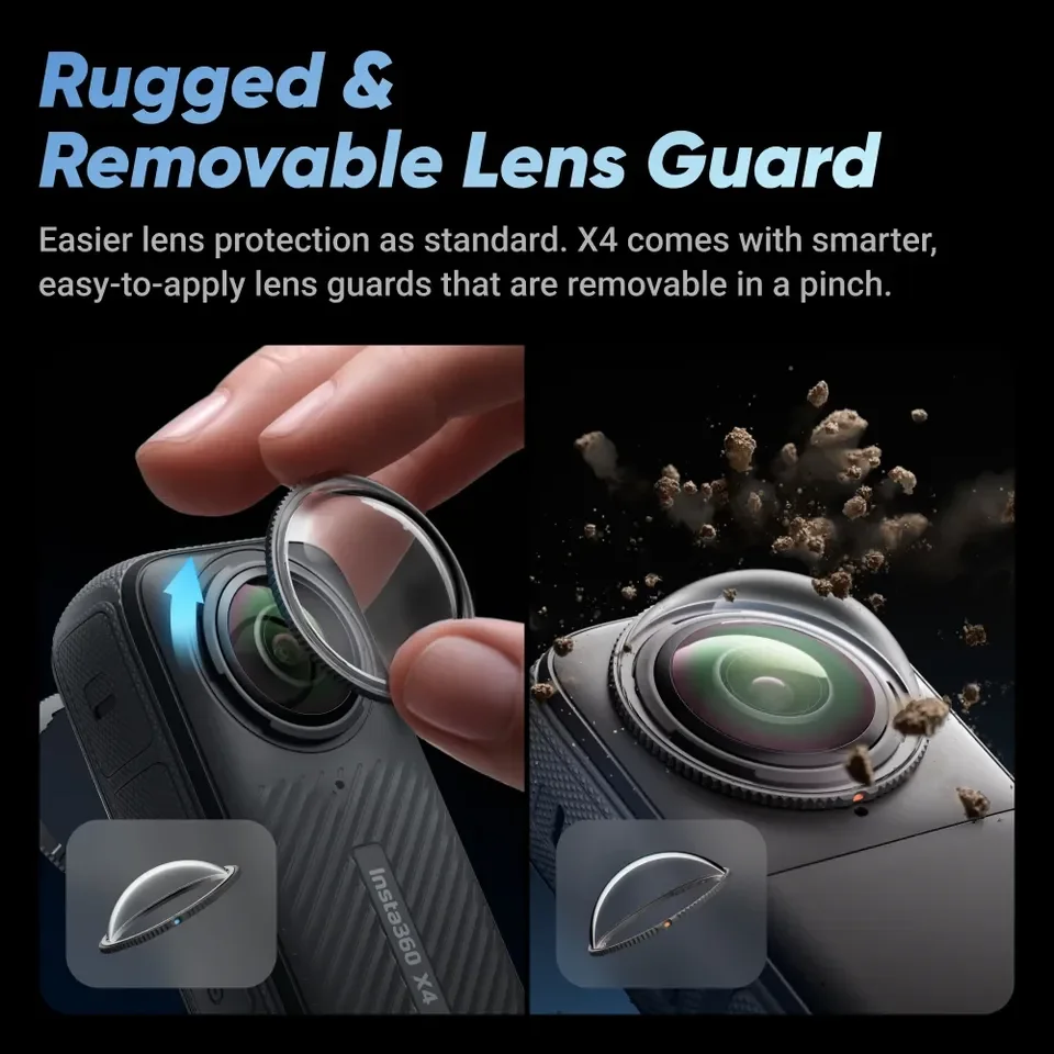 

Экшн-камера Insta360 X4 8K водонепроницаемая, 360-градусная, с видео 4K и широкоугольным объективом, невидимая селфи-палка, 135 минут работы, съемные защитные крышки для объектива