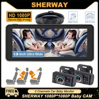 Espejo de coche para bebé, asiento trasero de doble canal, cámara de coche para bebé 1080P con visión trasera, Monitor de coche, pantalla IPS de 6,8 pulgadas, visión nocturna para mascotas y niños