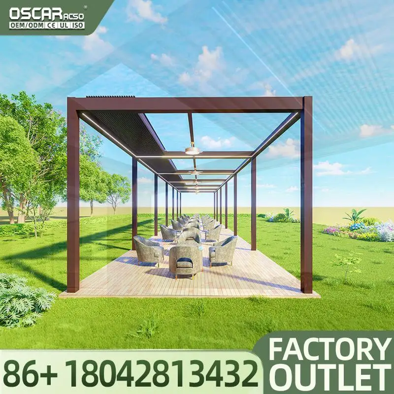 

10x10ft 10x13ft 13x13ft 13x19ft Outdoor Waterproof Aluminium Louvered Structure Canopy for Garden Pergola