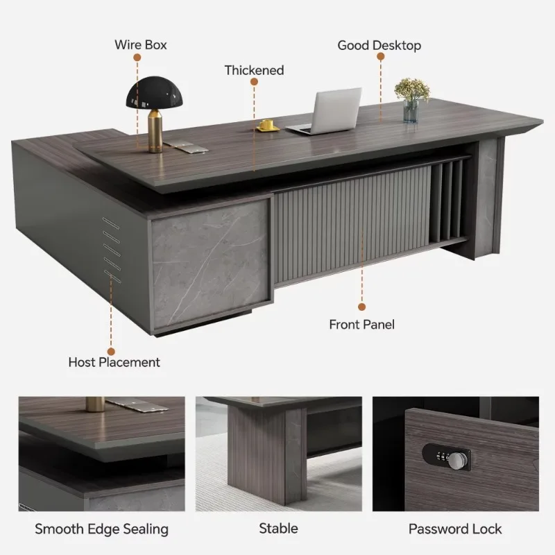 مخصص بالجملة الحديثة على شكل حرف L مكتب تنفيذي أبيض رسمت خشبي الرئيس التنفيذي/طاولة مدير لتكنولوجيا المكتب رئيس الجدول #3