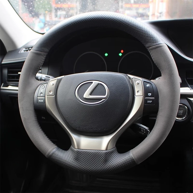 

Для Lexus ES250 ES300h GS250 GS300h RX270 RX350 2013, прошитый вручную замшевый чехол на руль автомобиля из натуральной кожи