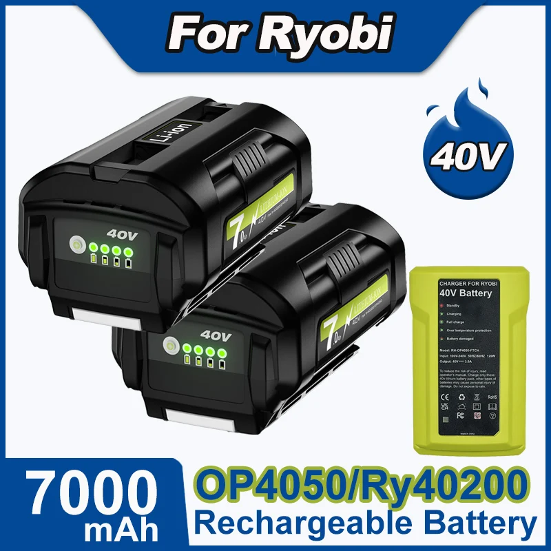 

For Ryobi 7.0Ah 40V Li-Ion Rechargeable Battery For Ryobi OP4050/Ry40200 Cordless Power Tools Battery RY40140 RY40240 RY40430