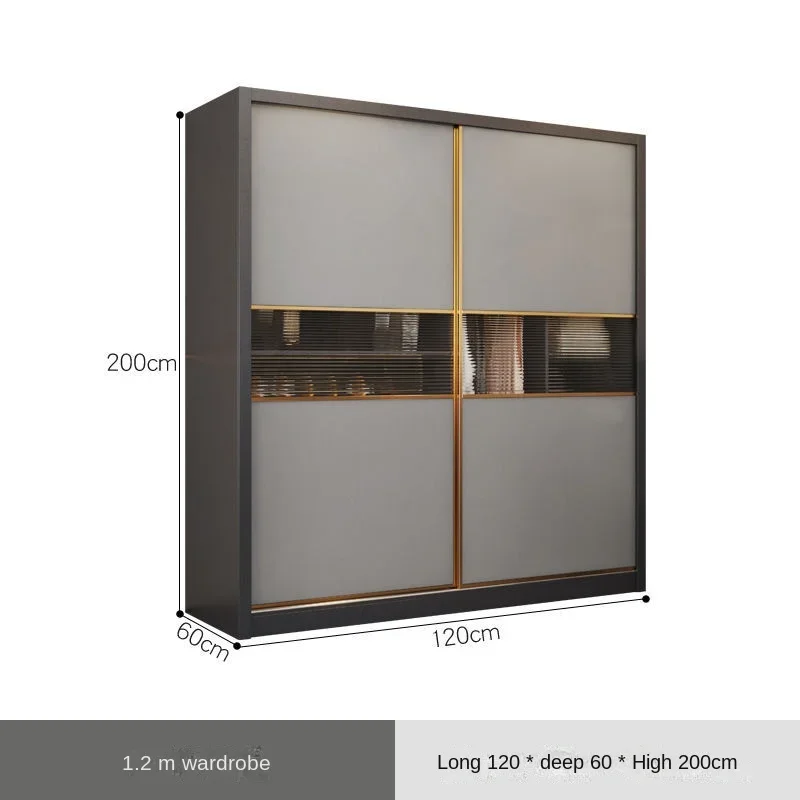 XMD Nordic mobile sliding door wardrobe modern simple household Italian light luxury cabinet Foshan furniture manufacturer direc