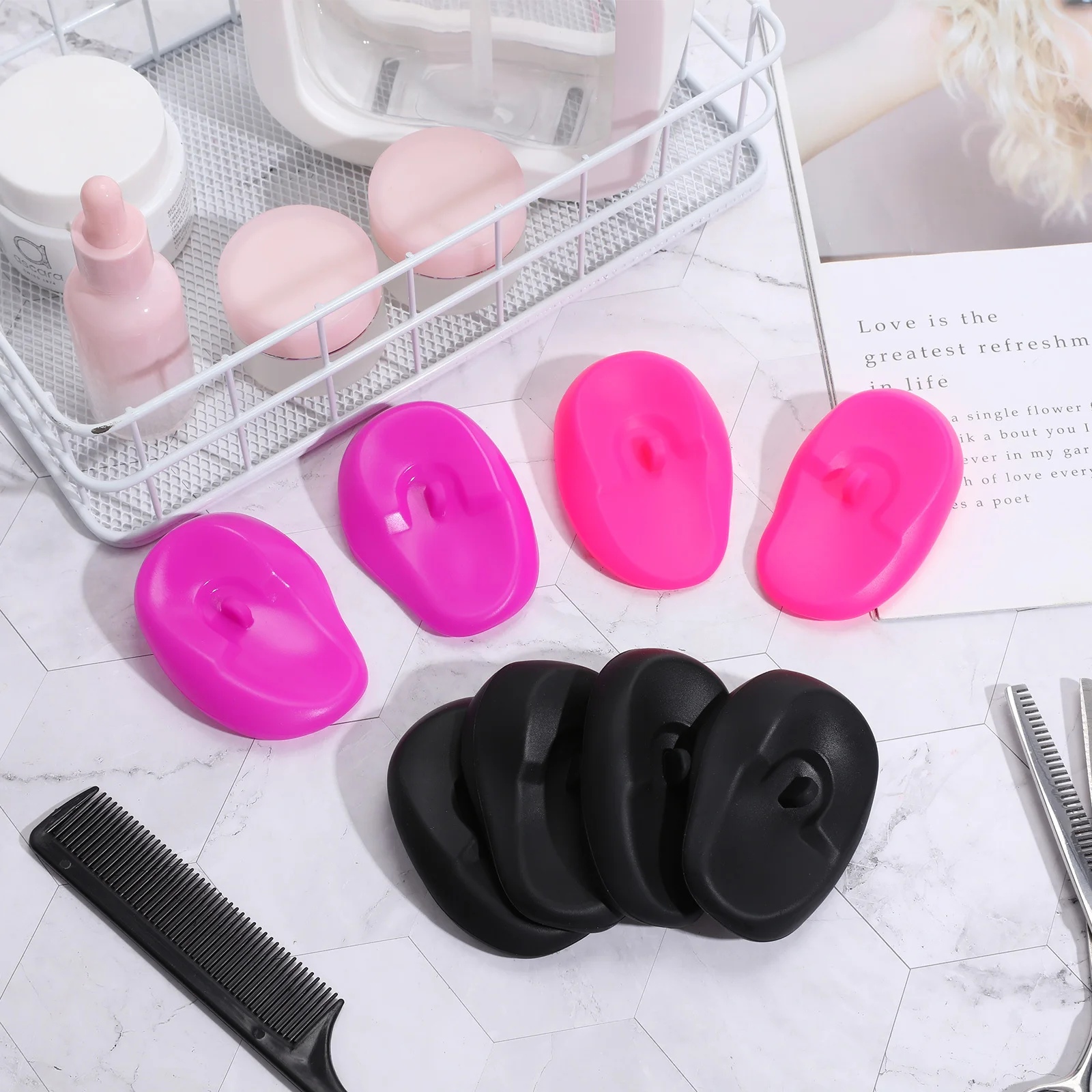 

4Pairs Flexible Silicone Waterproof Ear Covers Ear Protectors Hairdressing Tools Hair Dyeing Earmuffs Universal Fit