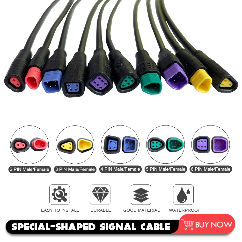 Electric Bike Signal Line Cable 2/3/4/5/6 Pin Male/female Shaped Connector Waterproof Connector Ebike Accessories