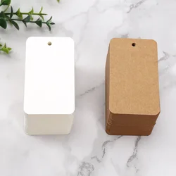 Etiquetas rectangulares de papel Kraft blanco para niños, etiquetas para tarjetas, cumpleaños, boda, fiesta de Navidad, etiquetas de regalo, tarjeta de palabras decorativas, 100 Uds.