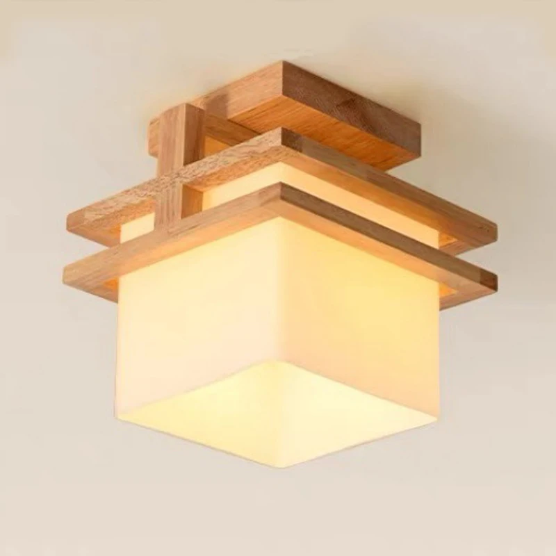 

Log Ceiling Light Japanese Wood Art Corridor Corridor Light Modern Simple Solid Wood Entrance Porch Balcony Cloakroom Light
