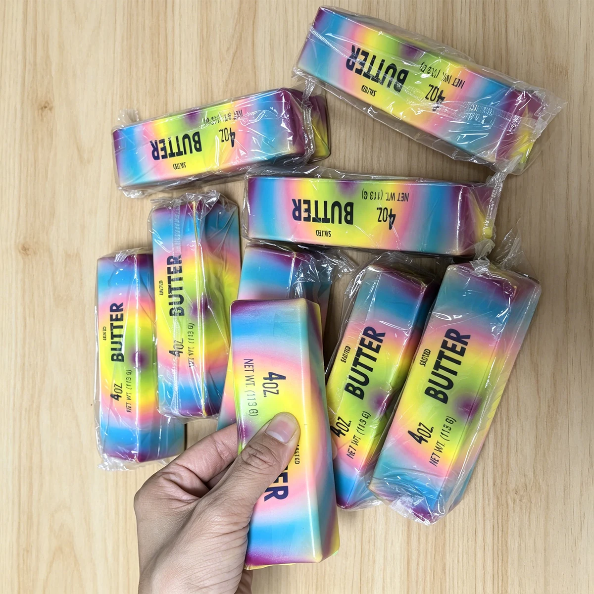 Paquete de 3/2/1 pieza de nuevos artículos ultra suaves y coloridos con forma de mantequilla de rebote lento, recuerdos de comida realistas para fiestas (este producto tiene sabor a leche, no lo compre si lo encuentra incómodo, gracias por su comprensión)