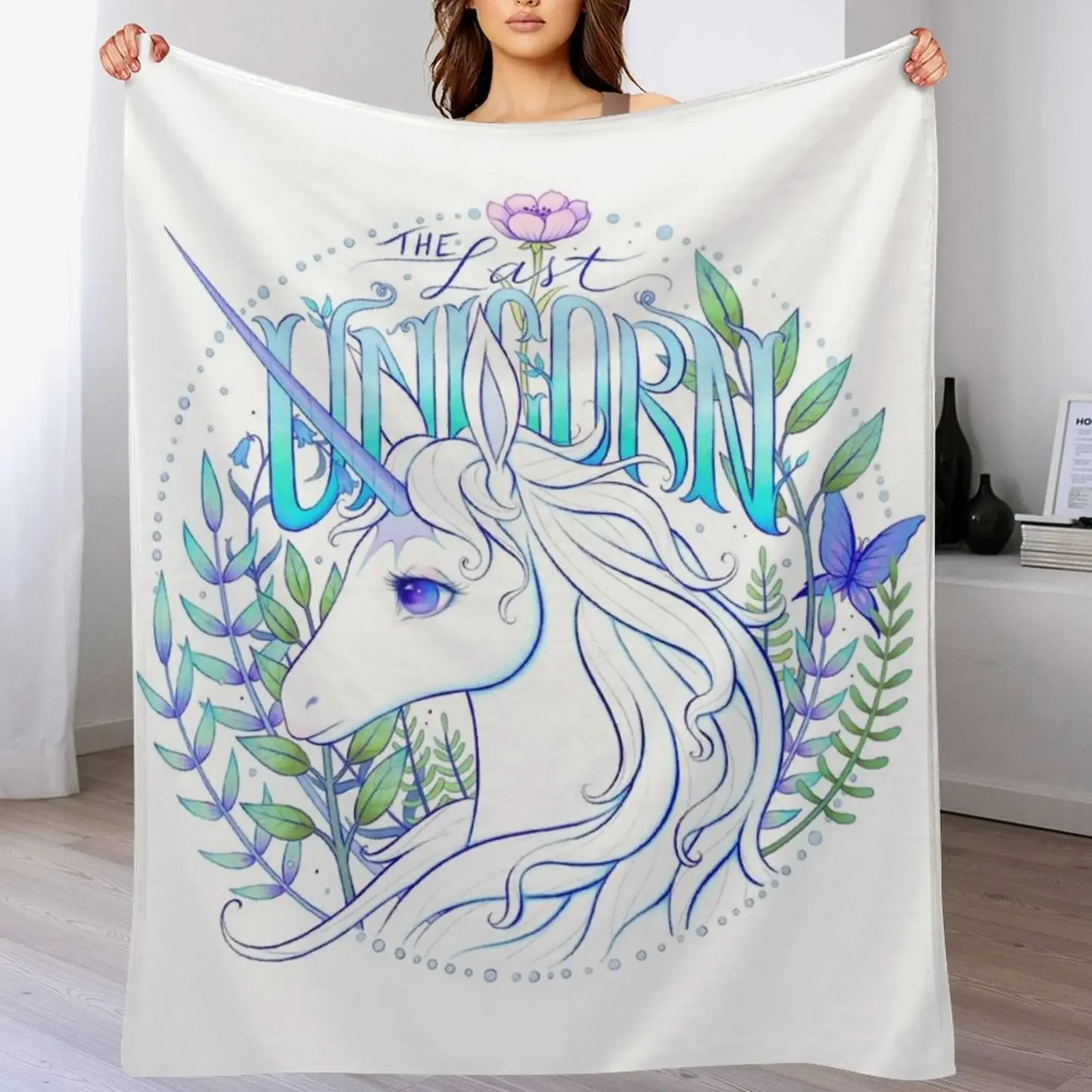

The Last Unicorn Throw Blanket Shaggy Furry Soft Blanket for Bedroom Living Room