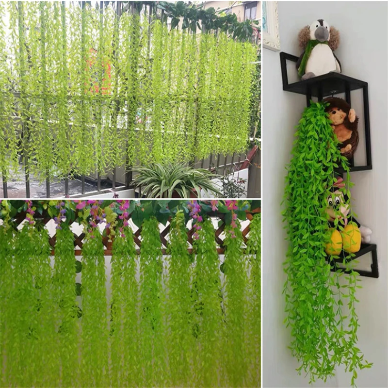 10pcs 104cm Artificial Plants Rattan Wicker Green Leaf Ivy Vine For Home Wedding Decor Hanging Garland Fake Rattan